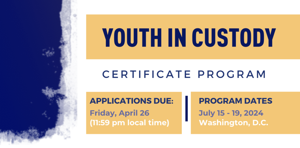 Banner noting the Youth in Custody program dates of July 15 -19, 2024